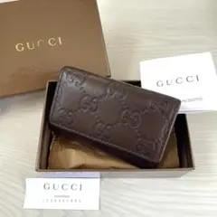 GUCCI✨グッチ GGシマ キーケース 6連 レザー ダークブラウン 箱付き