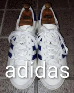 アディダス◇スニーカー◇ジャバー◇レザー◇ホワイト✕ブルー◇25.0cm◇格安