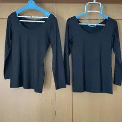UNIQLO AIRism UVカット　Uネック　8分袖　2枚セット 黒L （Aのサムネイル