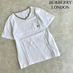 BURBERRY LONDON ロゴ刺繍 ライン Ｖネック 半袖Tシャツ キッズ