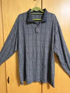 グレー系 チェック柄 ニットセーター XL