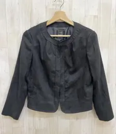 23区/オンワード樫山 ツイード ノーカラー ジャケット 黒/ブラック