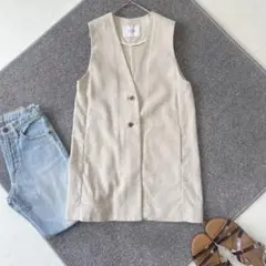 【美品】スローブイエナ リネン混 ベスト ジレ Vネック ベージュ ゆったりのサムネイル