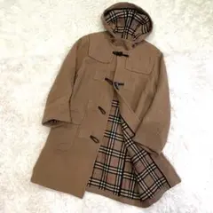希少✨【バーバリーブルーレーベル】スプリングコート ノバチェック ロゴボタン バーバリーブルーレーベル ロングコート フード ノバチェック サイズM
