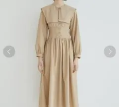 VIS襟付きベージュワンピース