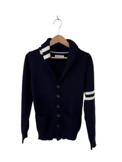 ネイビー ニットカーディガン メンズ Sサイズ 厚手 秋冬 羽織り 紺