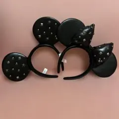 東京ディズニーリゾート ミッキー ミニー スタッズ レザー カチューシャ セット