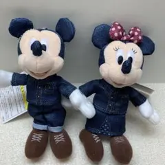 【希少】EDWIN デニム　ディズニー　ミッキー ミニー ぬいぐるみ　50th EDWIN デニム ディズニー ミッキー ミニー ぬいぐるみ タグ付き
