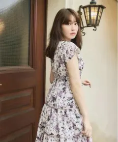 herlipto Watercolor Floral Tiered Dress