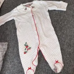 nextbaby ロンパース 3mts 刺繍 ドット柄 苺 ネクスト