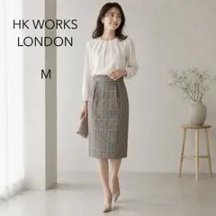 HK WORKS LONDON タイトスカート M ブラウン グリーン チェック