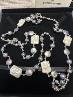 スティーブンデュエック　パールロングネックレス　美品　シルバー