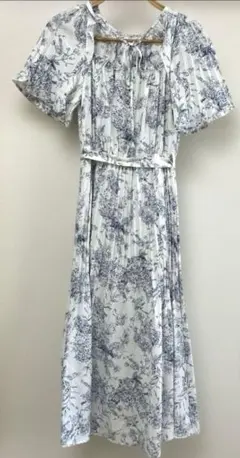花柄 半袖ロングシャツワンピース S