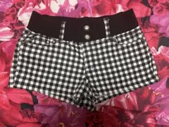 ギンガムチェック ショートパンツ モノトーン ブラック ホワイト ギャル　ミニ