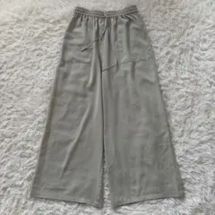 LEPSIM　ワイドパンツ　F　薄手　ゴムウエスト　グリーンベージュ◆A1640