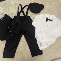 赤ちゃん　フォーマルスーツセット（黒・白）80cm