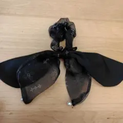 シフォンリボンヘアゴム 黒