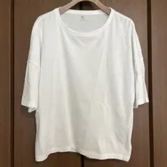 earthmusic&ecologyホワイトラウンドネックワイドTシャツFREE