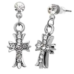 ピアス メンズ レディース 人気 ブランド クロスピアス CZダイヤ シンプル★