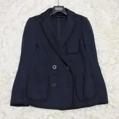 極美品✨️ sacai テーラードジャケット ニット ダブル ウール ネイビーのサムネイル