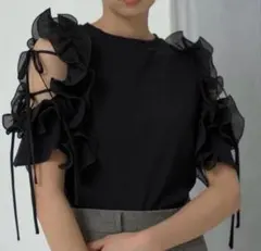 snidel フリルスリーブニットプルオーバー