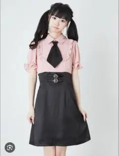 Ank Rouge ワンピース ネクタイ ピンク 黒