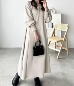 GeeRA 前後2WAYハーフジップワンピース　アイボリーS