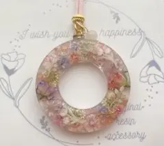 ドーナツ型 菜の花 小花 ドライフラワー ネックレス 天然石 - メルカリ