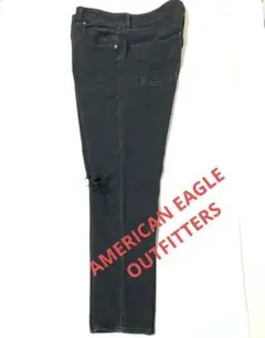 AMERICAN EAGLE ストレートデニム ダメージ ジーンズ ブラック