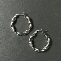 も*そ様 シルバー925 silver ワイドツイストフープピアス/軽研磨仕上げ