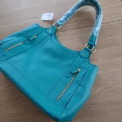ターコイズ レザー風 ハンドバッグ