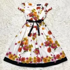 極美品✨現行タグ エムズグレイシー 花柄 フレア ワンピース 40 タック