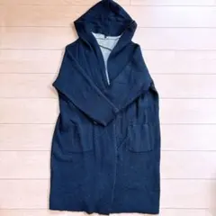 ニットロングカーディガン アウター フード付き