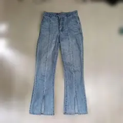 ハイウエスト 袖口スリット フレアデニムパンツ　Sサイズ
