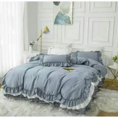 ワイドダブル ベッド用品4点セット ．寝具 枕カバー掛け布団カバー ベッドパッド