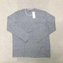 新品　ユニクロ　クルーネック　Tシャツ　長袖　グレー　XLサイズ　メンズ
