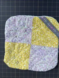 四角つなぎのコースター　ステッチとチロリアンテープ　ネコポス　ハンドメイド