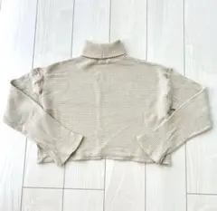ZARA アイボリー リブニット ハイネック 長袖