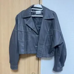 MURUA グレー クロップドレザージャケット
