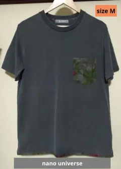 完売モデル★nano universe ダークグレー Tシャツ 花柄ポケット