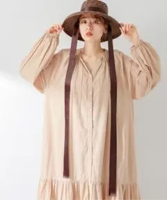 極美品✨　ベージュ❤️　サニーレーベル　エアリーコットンシフリーボイルワンピース