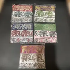 タイ　布製ポーチ 5個セット 象柄