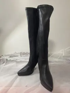 黒 レザー ロングブーツ M 日本製