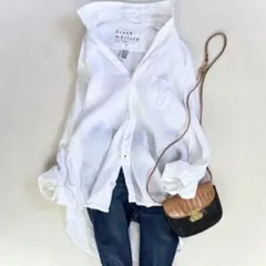 美品　フランクアンドアイリーン　リネンシャツ　スキッパー　洗える　希少S