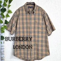 BURBERRYLONDON ノバチェック半袖シャツ ホース刺繍、ボタンダウンM