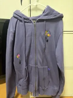 刺繍入り フルジップパーカー パープルのサムネイル