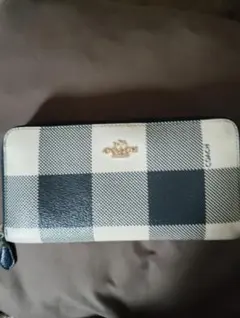 新品未使用】COACH 長財布 ギンガムチェック ラウンドファスナー
