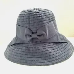 リボン付きハット帽子 ブラック降りた畳可能