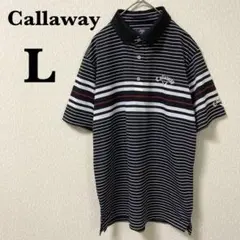 【美品】Callaway キャロウェイ ゴルフ ポロシャツ ボーダー ブラック