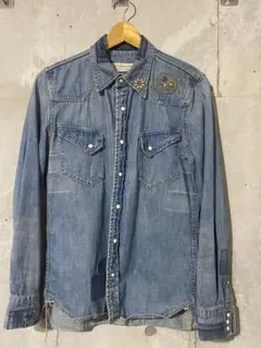 レミレリーフ　デニムシャツ Sサイズ刺繍デザイン